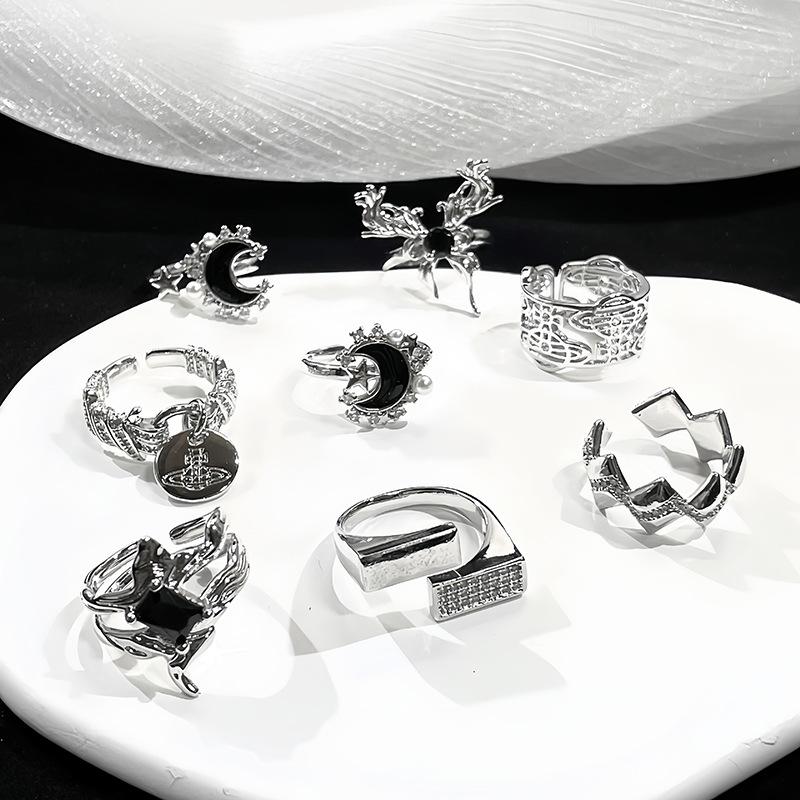 Nische Design Sense Dark Series Offener Ring Kalter Wind Mode Persönlichkeit High Sense Ring Frau