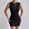 Sexy Solid O Neck Mini Dress Bandage Elegant Sleeveless Bodycon Dresses Evening Party Club Causal Beach Vestidos