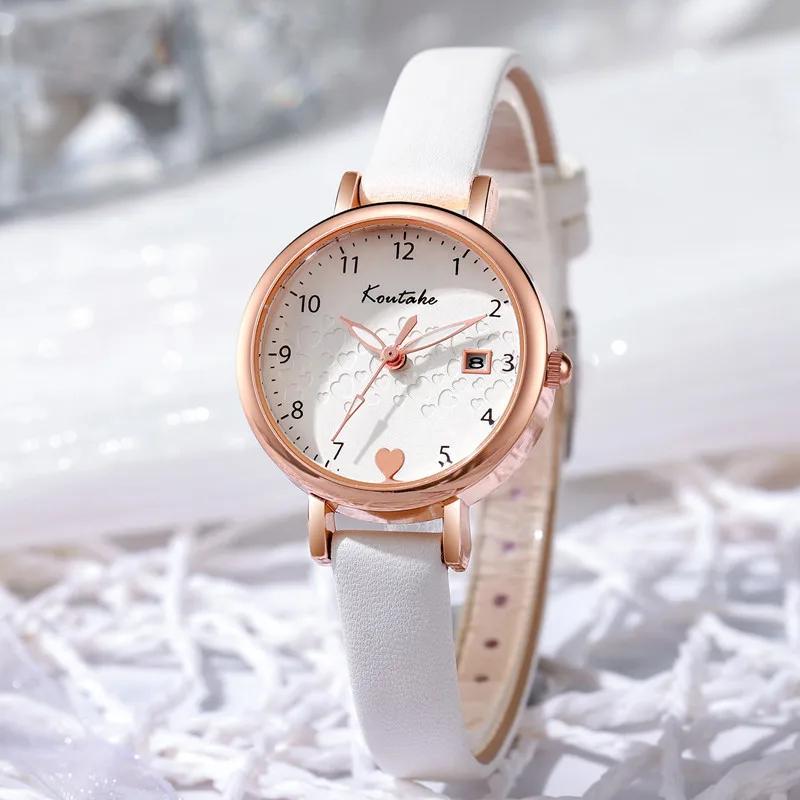 Fashion Love Digital Dial Women Watch Leather Strap Date Quartz Wristwatch Girls Clock Watches Montre Femme Dropshipipng Gifts