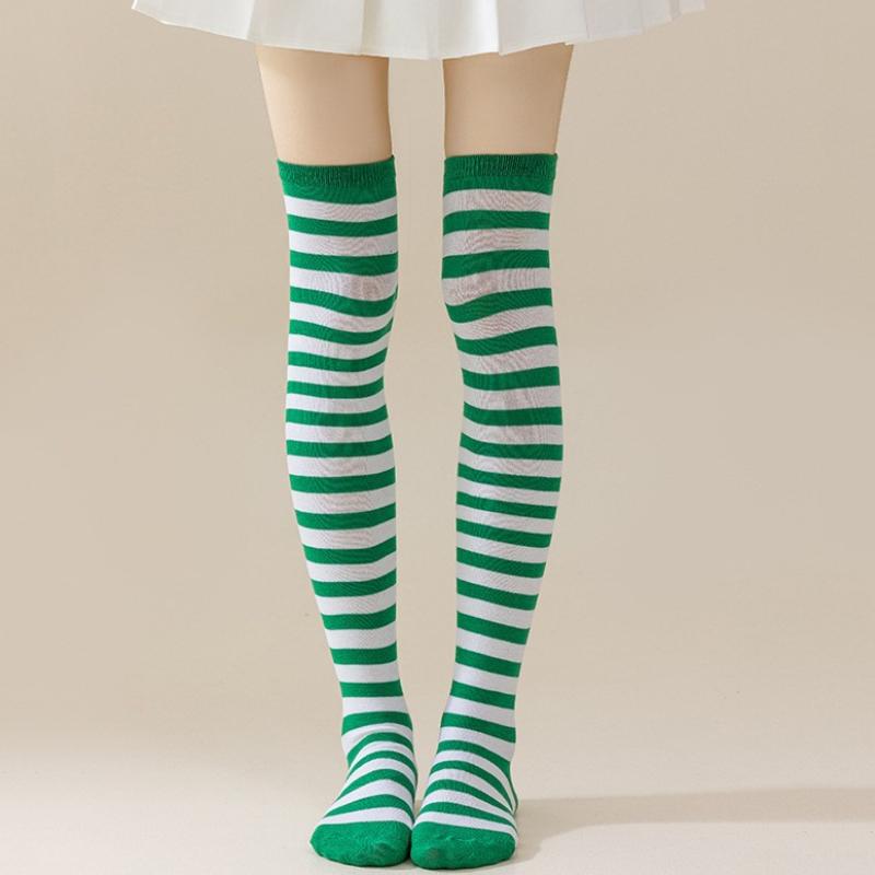 

New Diagonal Striped Thigh High Stockings Women Knitted Over The Knee Socks Cosplay Anime Performance Party Pinstripe Long Socks One Size