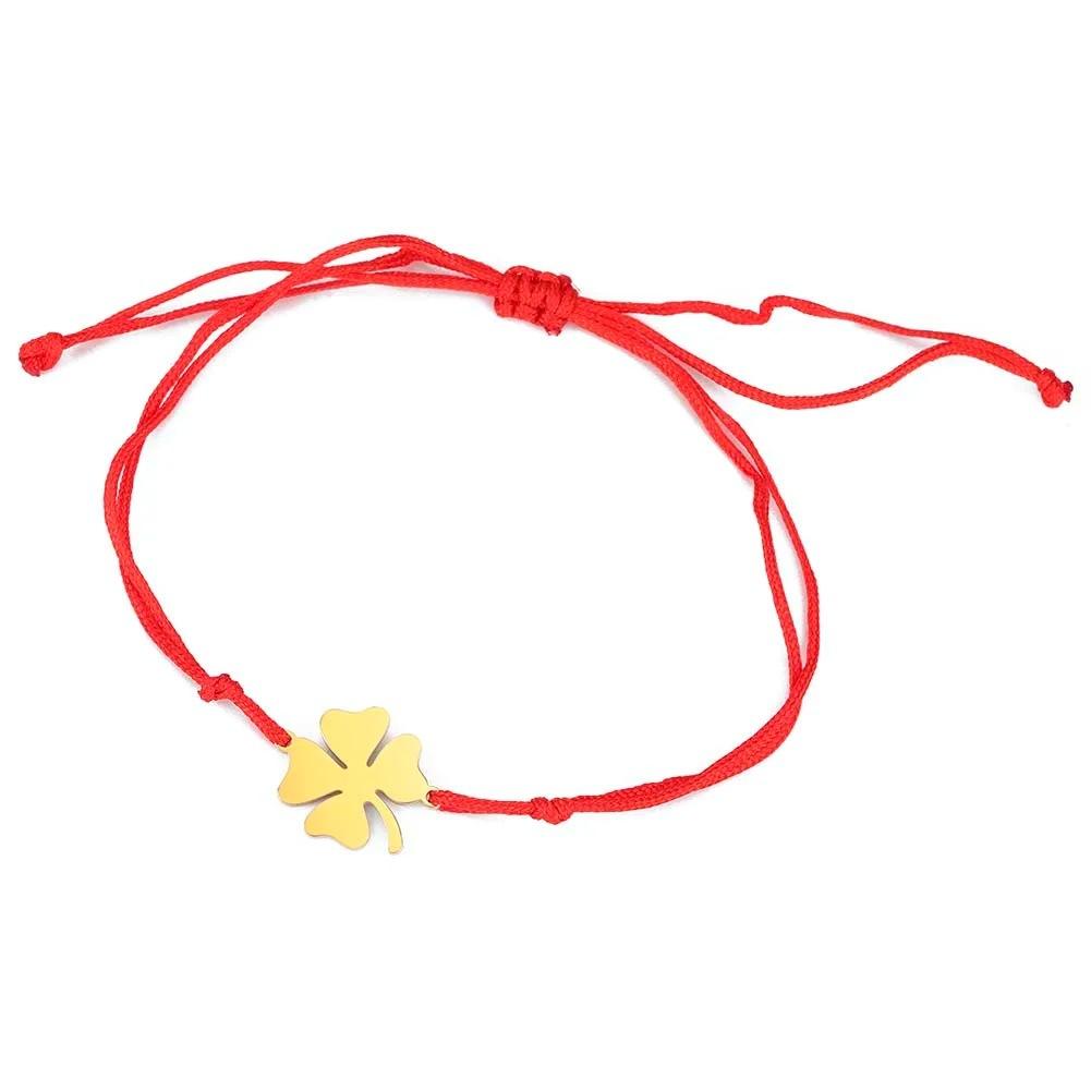 Simple And Stylish Four Leaf Clover Double Layer Couple Bracelet Irish Lucky Symbol Jewelry Gift