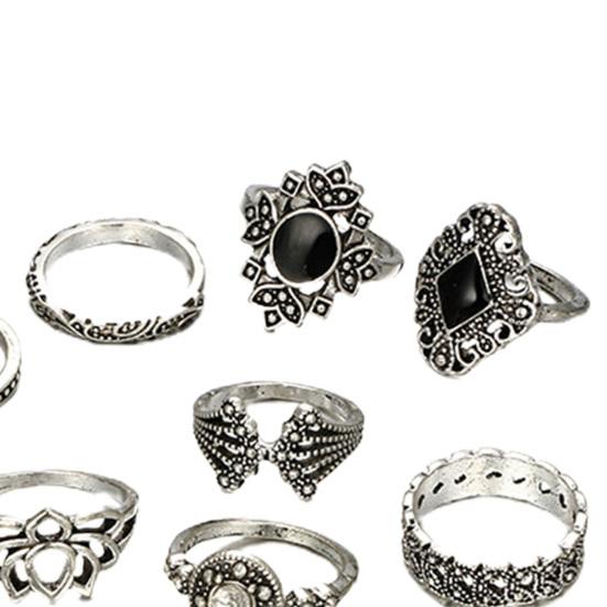 Comfortable Opening Ring Rhinestone Inlay Alloy Stackable