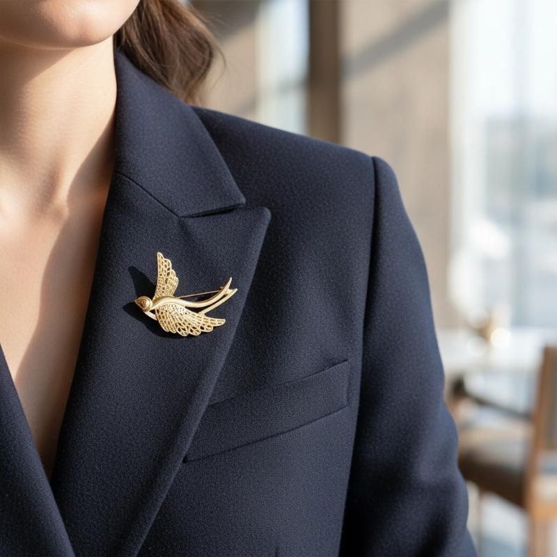 Contemporary Swallow Brooch Lightweight Alloy Jewelry With Polished Texture Gift For Birthdays Anniversaries Event