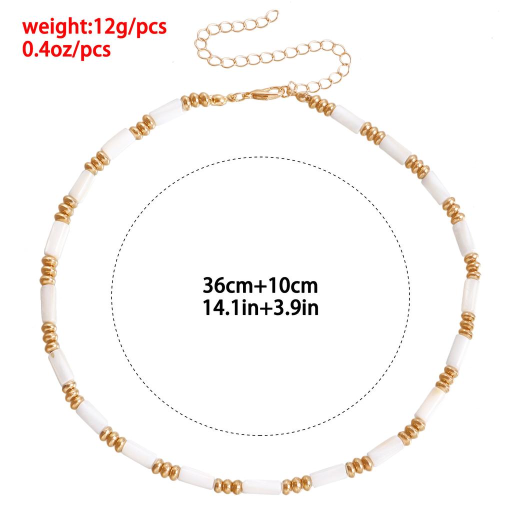 Perlenkette aus weißen Muscheln und Bambus, handgefertigt, mit Perlen, neu, chinesisch, gestapelt, Schlüsselbeinkette, Temperament, Internet-Berühmtheit, Mode