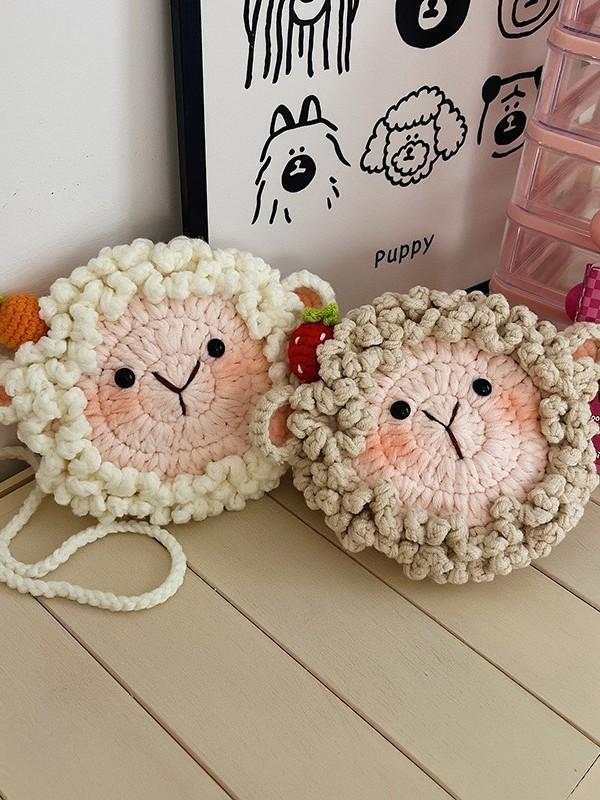 Handwoven Mini Sheep Crossbody Bag With Soft Yarn For Kids And Casual Use