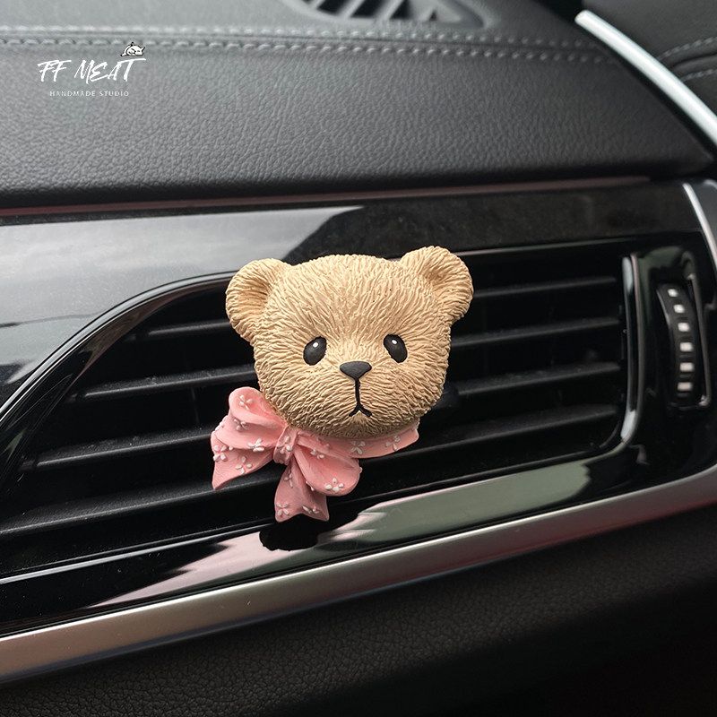 Retro Style Cute Bows Bear Young Adult Car Aromatherapy Diffuse Plaster Car Air Outlet Ornament Complete Collection