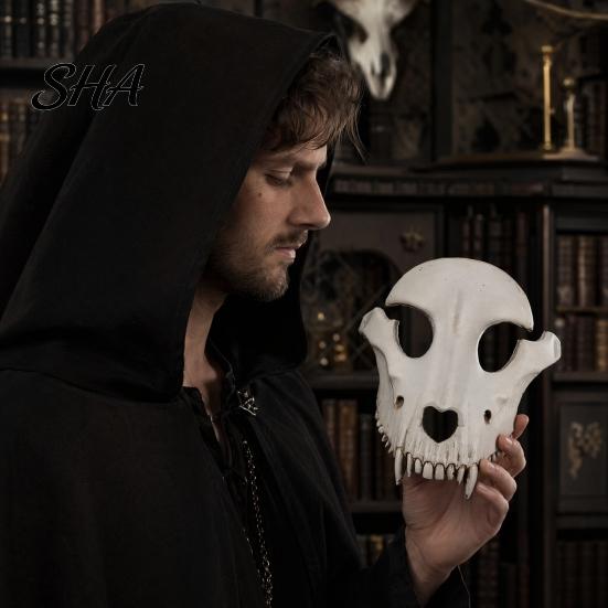 Realistic Sheep Skull Masque Halloween Head Masque, Full Face Cosplay Accessory, Spooky Scary Animal for Masquerade Party 3D