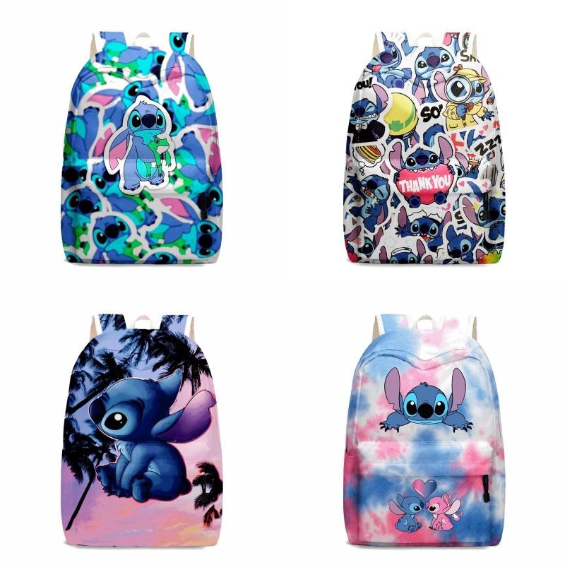 Zaino carino di Stitch per bambini con scomparti con cerniera e tasche