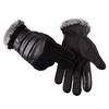 Brown Mens Leather Gloves Real Pigskin  Winter Gloves Warm Thick Driving Skiing Men's Gloves
