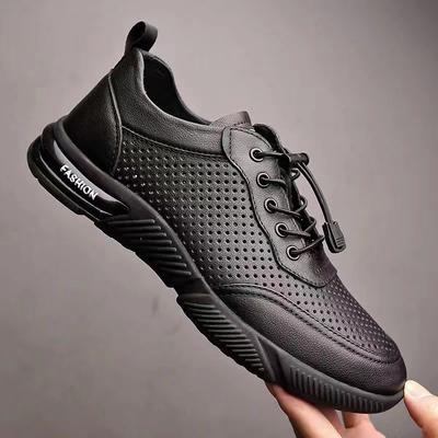 Mode Herren Sandalen 2025 Sommer Neu Leder Mesh Atmungsaktiv Herren Freizeitschuhe Weiche Sohle Weiche Oberfläche Hohle Freizeit Herrenschuhe