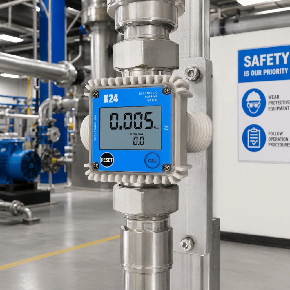 Plastic External Thread K24 Turbine Flow Meter High Accuracy Liquid Flow Meter Fuel Measuring