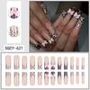 European and American cross-border hot-selling wearing nail pipe nail French leopard print bow fake nail press on nails24