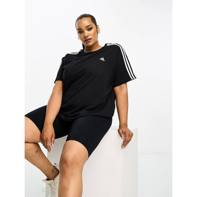 

Черная футболка с тремя полосками adidas Sportswear Plus Essential