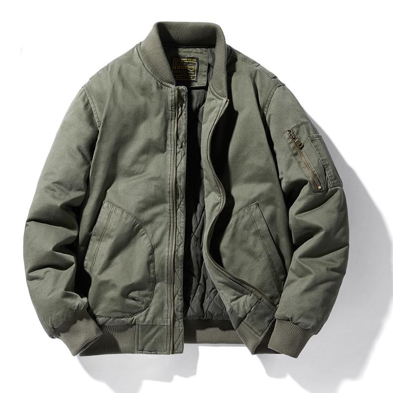 Men s Retro Padded Military Flight Suit Jacket - Autumn/Winter Casual Thickened Cotton Workwear L