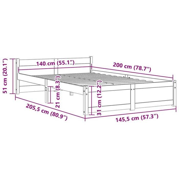 VidaXL Bed Frames White Solid Wood 140x200 Cm 815045