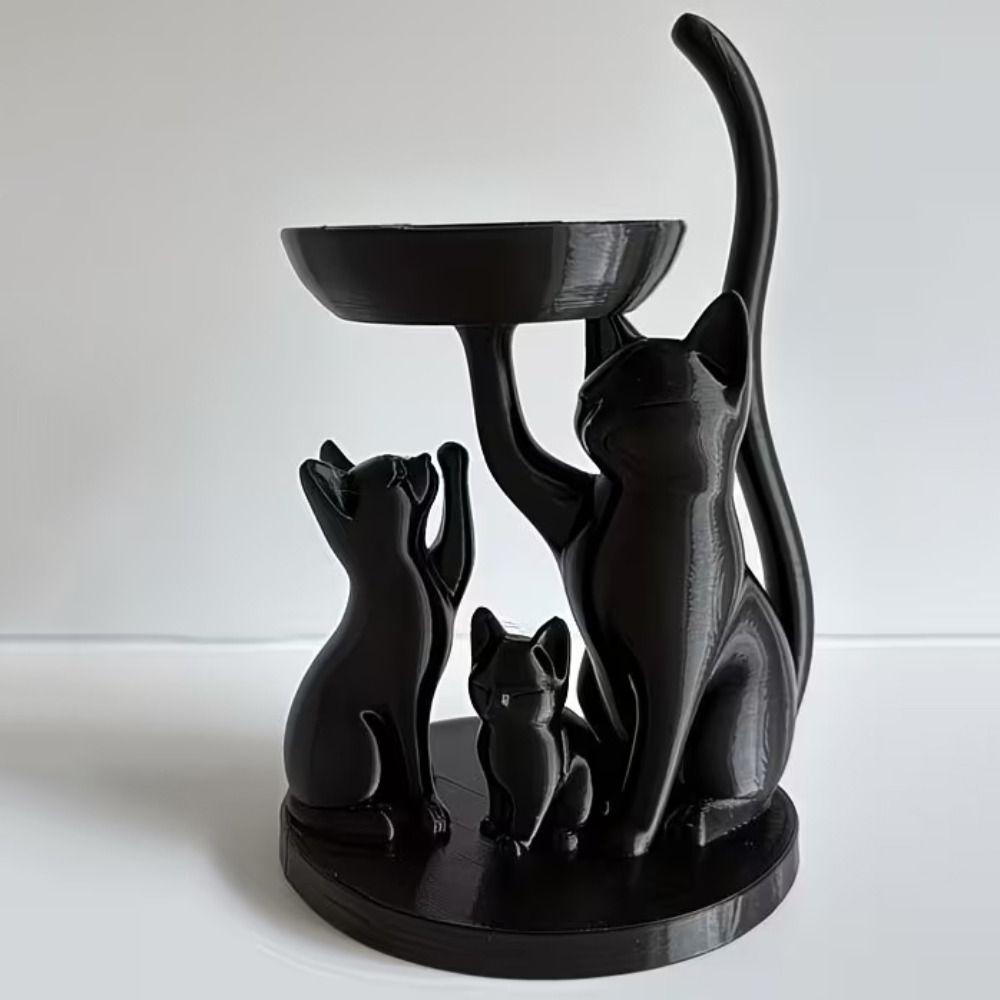 Decorative Cat Jewelry Tray Cartoon Desktop Ring Holder Fun Cat Ornament Jewelry Storage