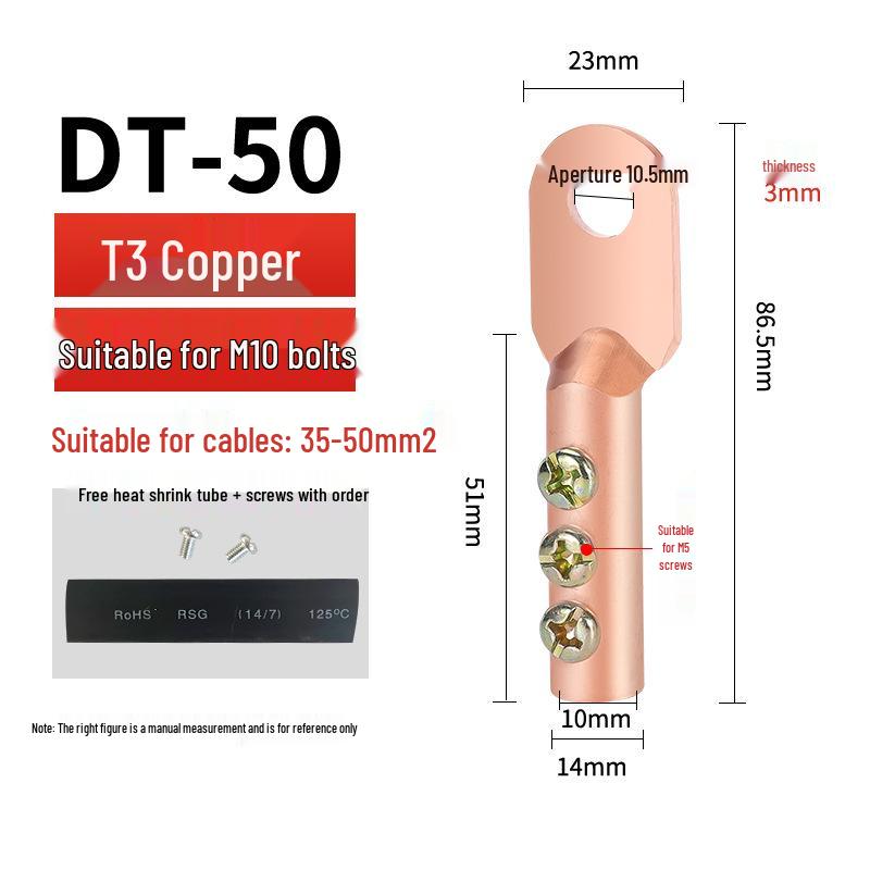Pressure-Free DT/DL/DTL Copper-Aluminum Wire Lugs Screw Terminal Blocks Cable Connectors