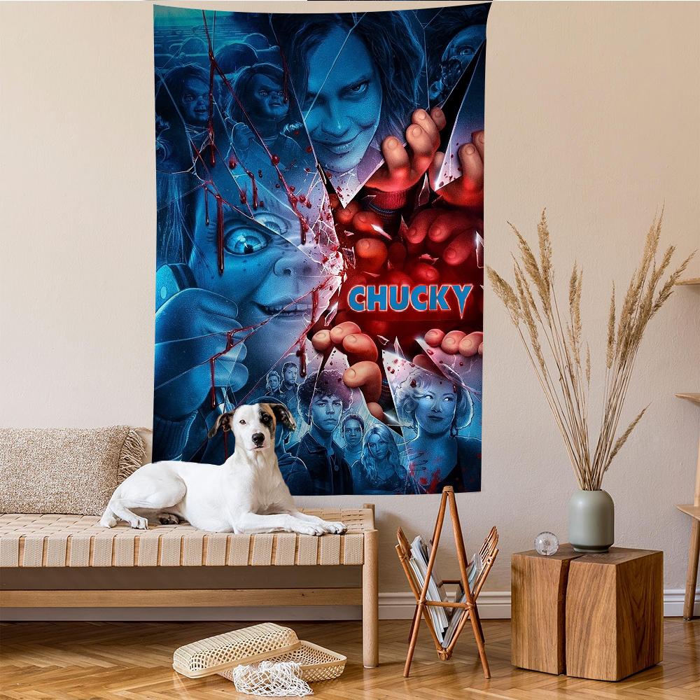 Classic Chucky Horror Movie Anime Tapestry Hippie Flower Wall Carpets Dorm Decor Wall Hanging Home Decor
