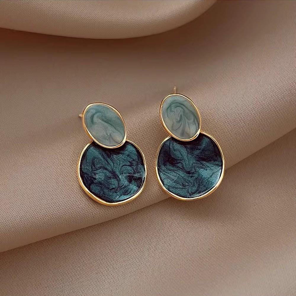 Niche irregular contrasting color drip glaze geometric stud earrings design sense fashion temperament earrings simple versatile commuter earrings синий