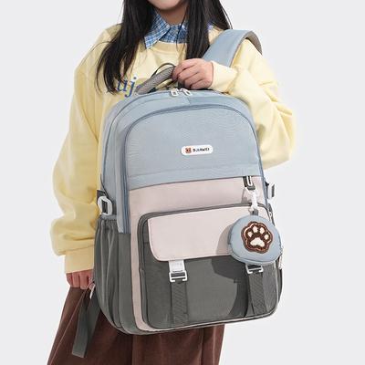 Large Capacity Schoolbag Color Block Women Backpack Junior High School Student Backpack