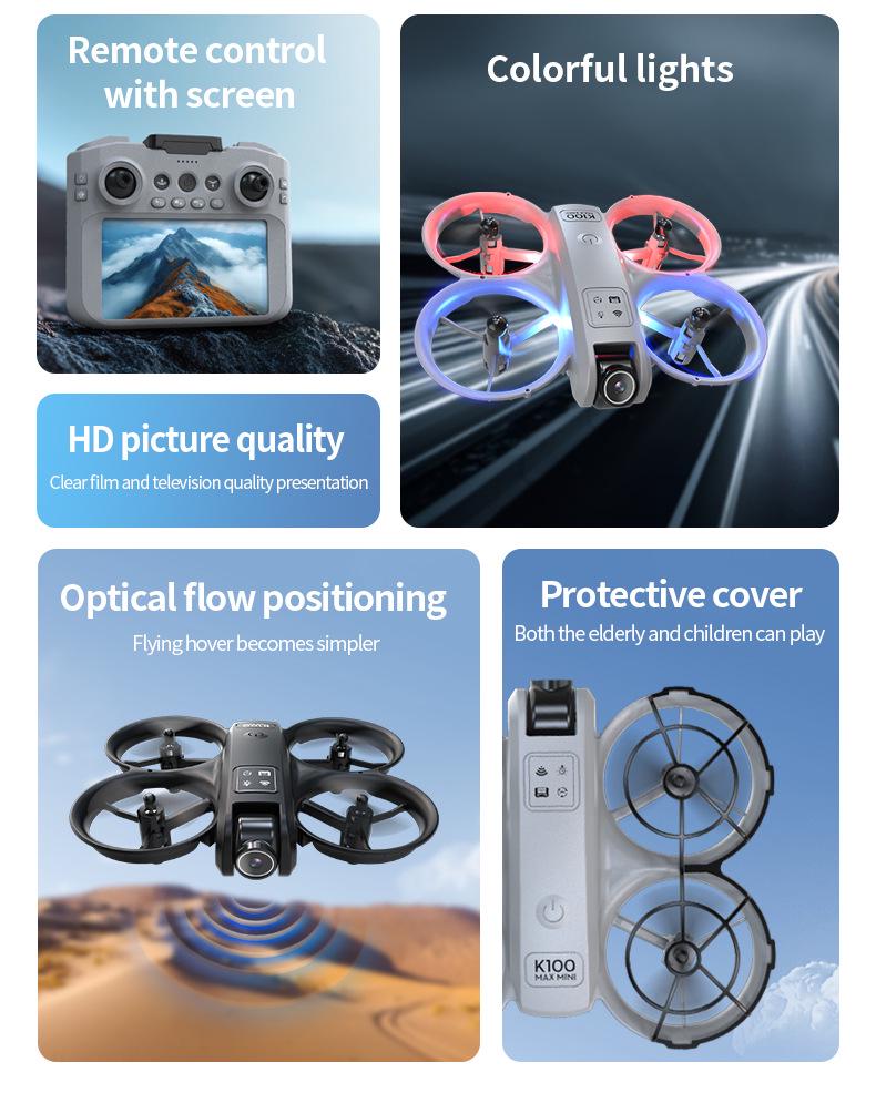 K100max GT3 Drone: Mini Dual-Camera Quadcopter with Optical Flow & Full Protection for Aerial Photography.