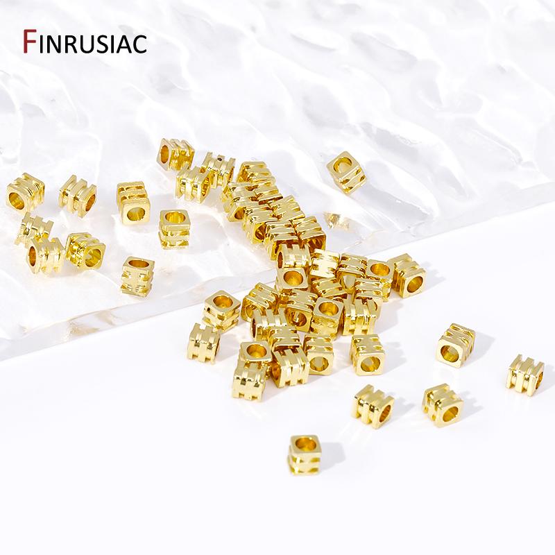 Trendy 3mm Separator Beads 18K Gold Plated Brass Cube Spacer Beads Loose Beads For DIY Bracelet Necklace Making Accessories