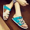 Fashion Cowhide Cork Slippers Women Summer Fashionable Beach Cork Sandals Couple Slippers Sandals Casual Flip Flops Flats Shoes