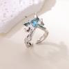 Color oil drop butterfly sun silver ring women's niche design light luxury high sense exquisite fashion ring