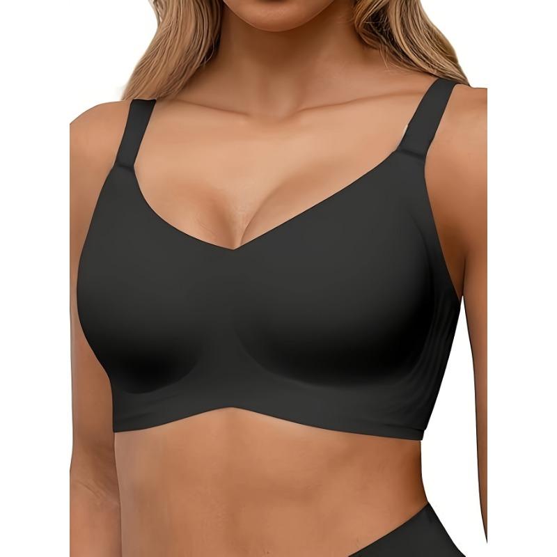 Plus Size Women's Black Wireless Seamless Full Coverage Support Bra Comfortable Lift Bralette