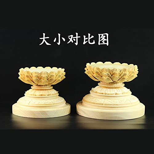 Round Buddha Statue Base, Made of Cypress Wood, High-Quality Wood Carving, Lotus-Shaped Pedestal [Woodcarving Buddhist Altar Accessories], Wooden Pede