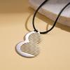 Stylish Functional Gourd Comb Shaped Necklace High Glossy Stainless Steel Adjustable Black String Flexible Fashion