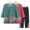 Chinese Style Summer Set for Elderly Women: Loose Shirt for Mom or Grandma