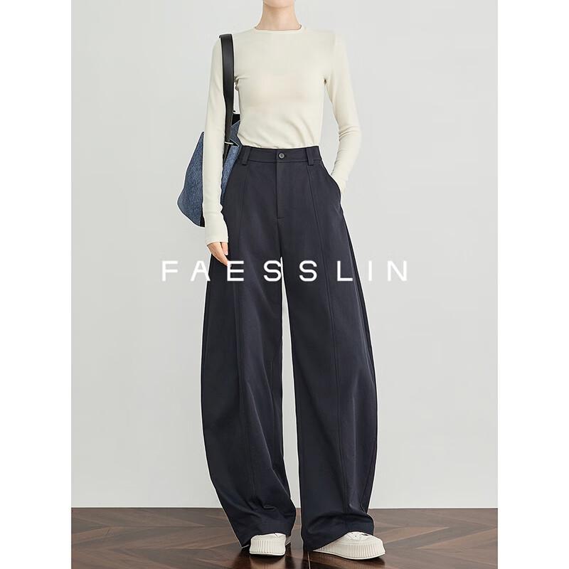

FAESSLIN Women s High-Waisted Flowy Wide-Leg Trousers M