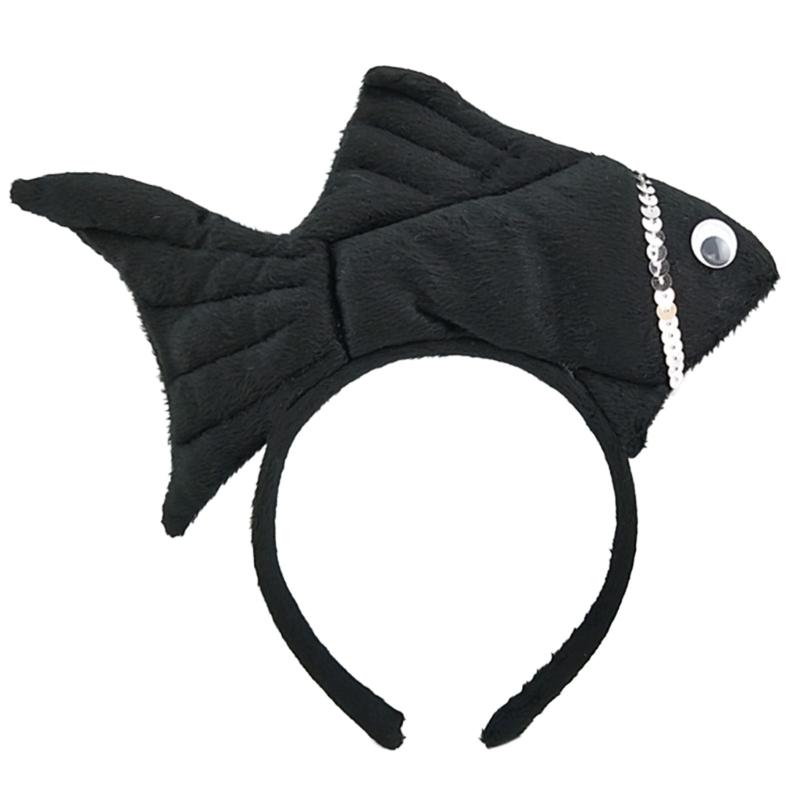 Students Taking Photo Hairband Stuffed Fish Shape Hair Hoop for Halloween