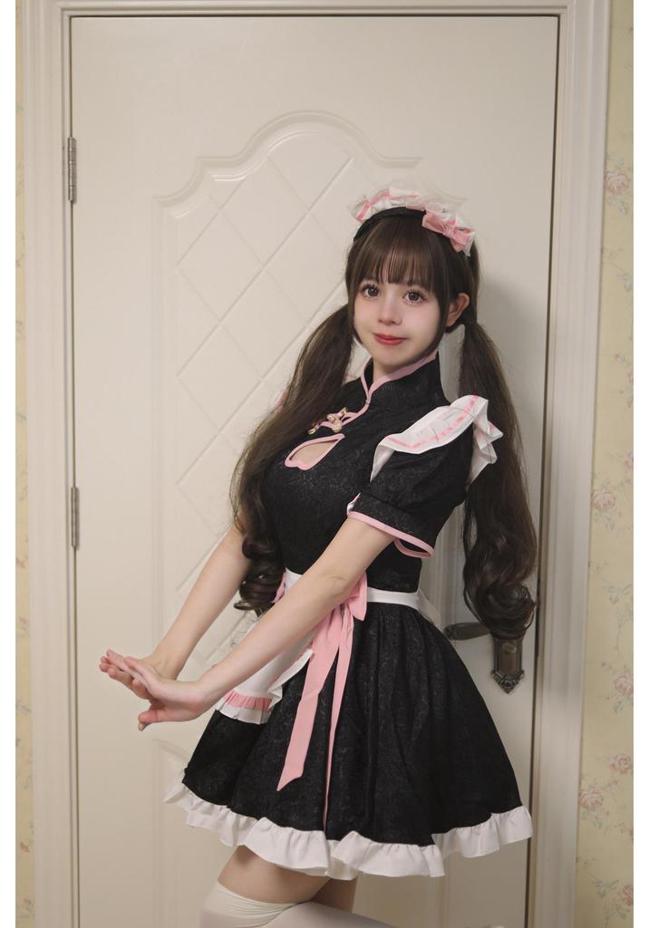 New Chinese Lolita Maid Qipao Dress Set
