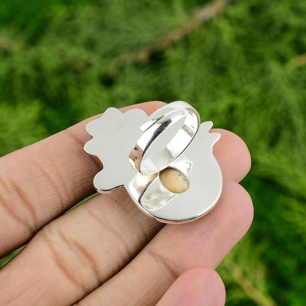 925 Sterling Silver Natural Shiva Eye Shell Statement Flower Daughter Bezel Ring
