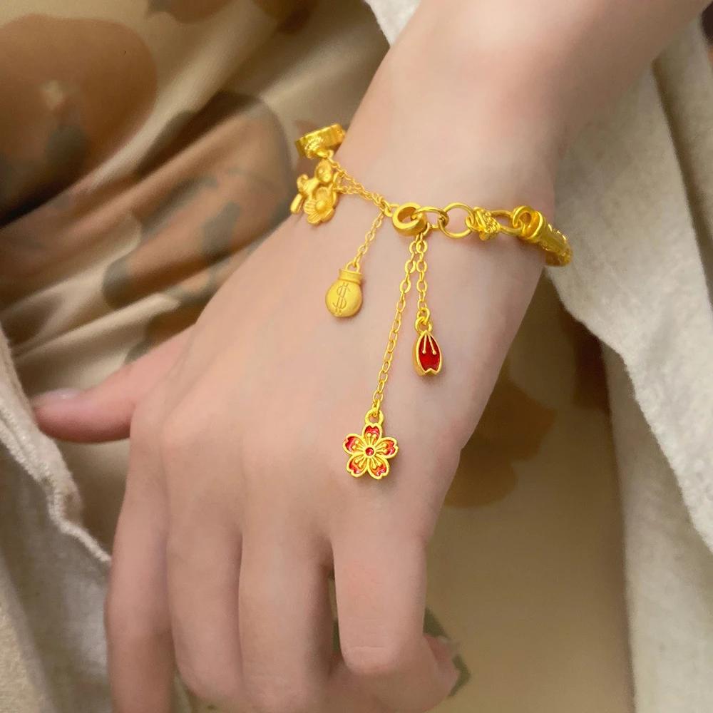 Real Gold Will Soon Have Money To Spend Light Luxury Bracelet Female Chinese Style Ancient Method Half Bracelet