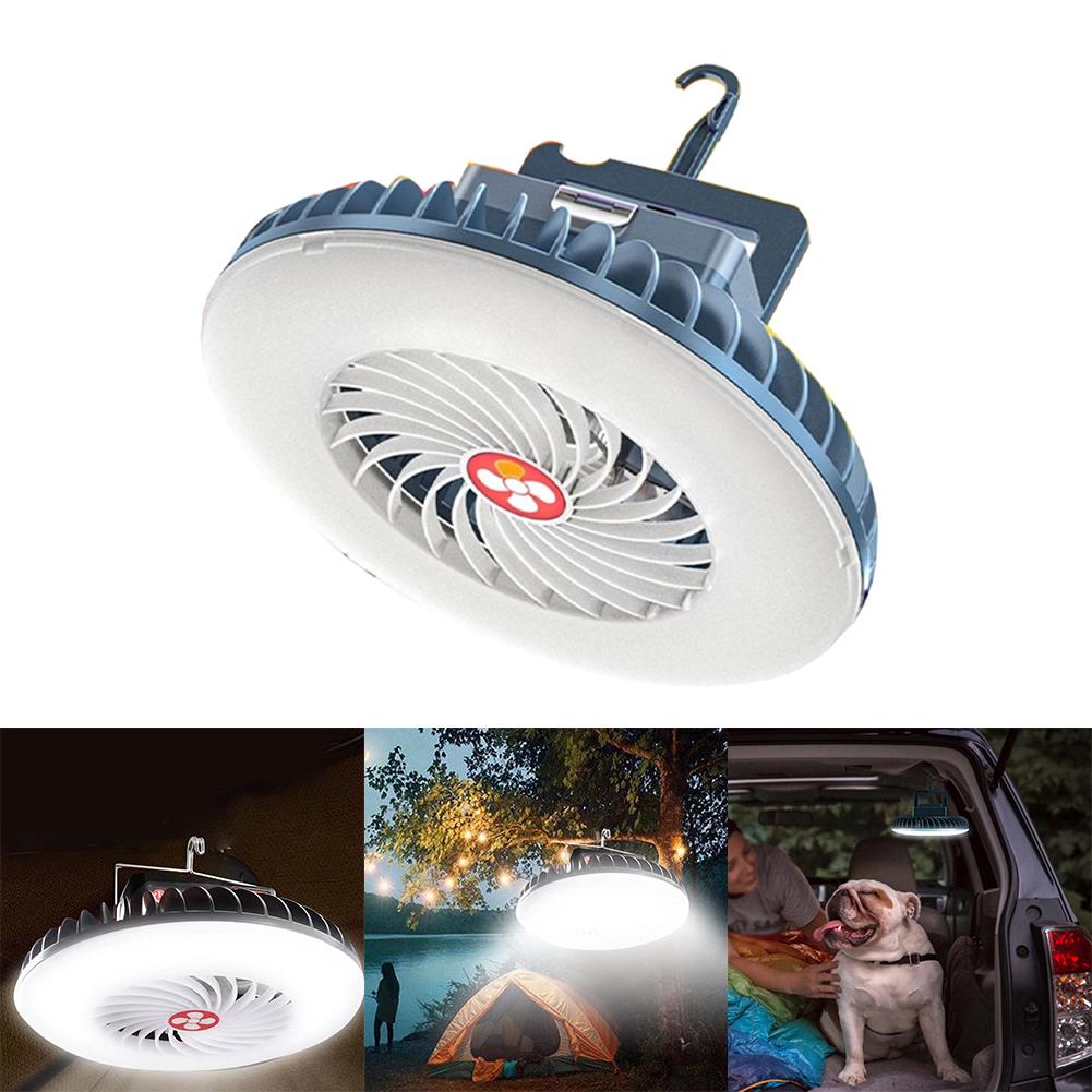 Rechargeable Light Camping Light Fans Lamp Multi-functional Portable Outdoor Portable Lamp Night Emergency Tent Light With Hook