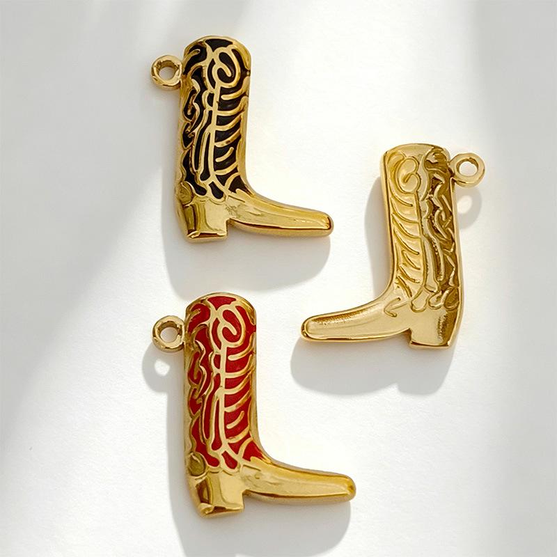 18K Gold-Plated Stainless Steel Shoe Pendant Charms for DIY Bracelets & Necklaces