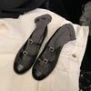 ZRSHENMIDS New Round Head Retro French Flat Bottom Shallow Mouth Versatile Mary Jane Women's Single Shoes
