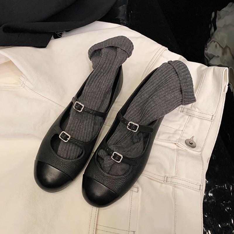 

ZRSHENMIDS new round head retro French flat bottom shallow mouth versatile Mary Jane women s single shoes 40 розы красного