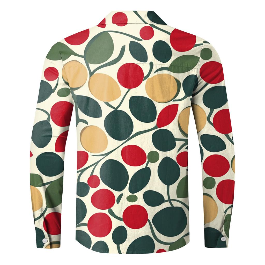 Pánská ležérní košile volného střihu s dlouhým rukávem Módní košile s klopou