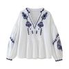 Spring and Autumn Women's Plus Size Shirt Street Fashion Casual Beaded Embroidery Long Sleeve Top