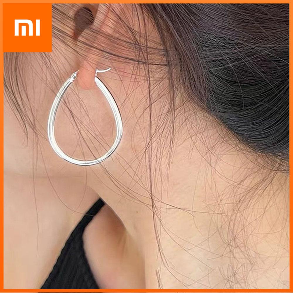 Xiaomi BF CLUB 925 Sterling Silver Earrings For Women Trendy Simple Oval Gold Earring Fine Jewelry Prevent Allergy Party Accessories