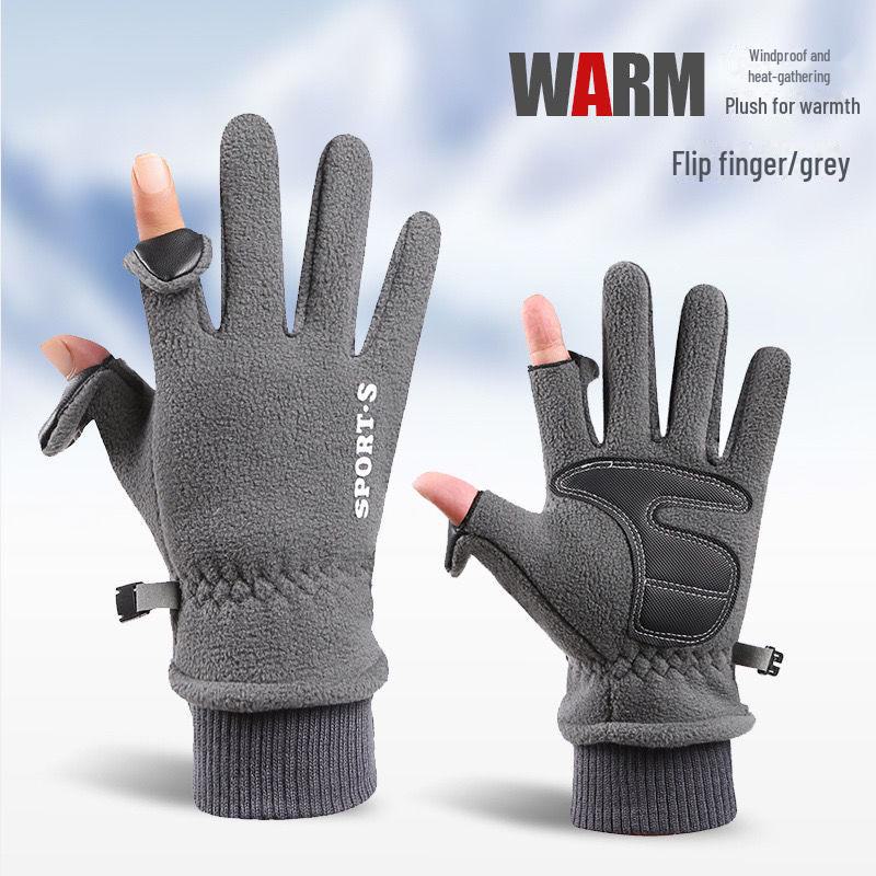 

Зимние перчатки для велоспорта унисекс - бархатные, утолщенные, водонепроницаемые, ветрозащитные, нескользящие, для сенсорных экранов, теплые флисовые перчатки Men s warm flap, One Size серый