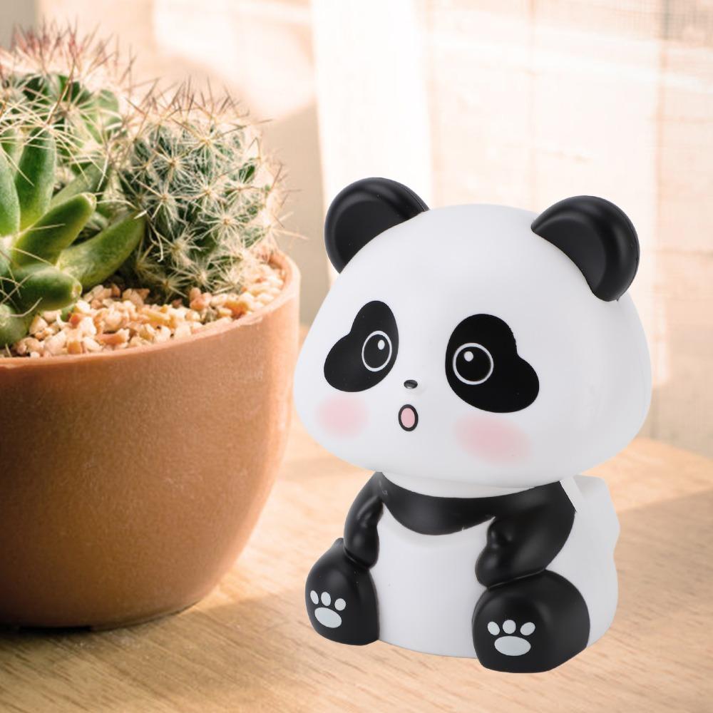 ABS Solar Panda Figurine White Light Operated Panda Decor Outdoor Porch Decoration