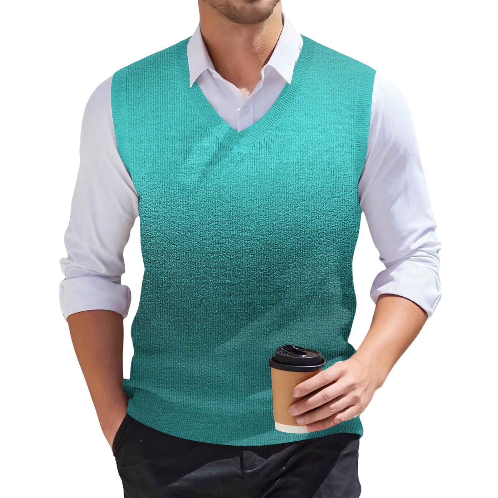 

Мужской модный принтованный V-образный вырез без рукавов трикотажный пуловер M