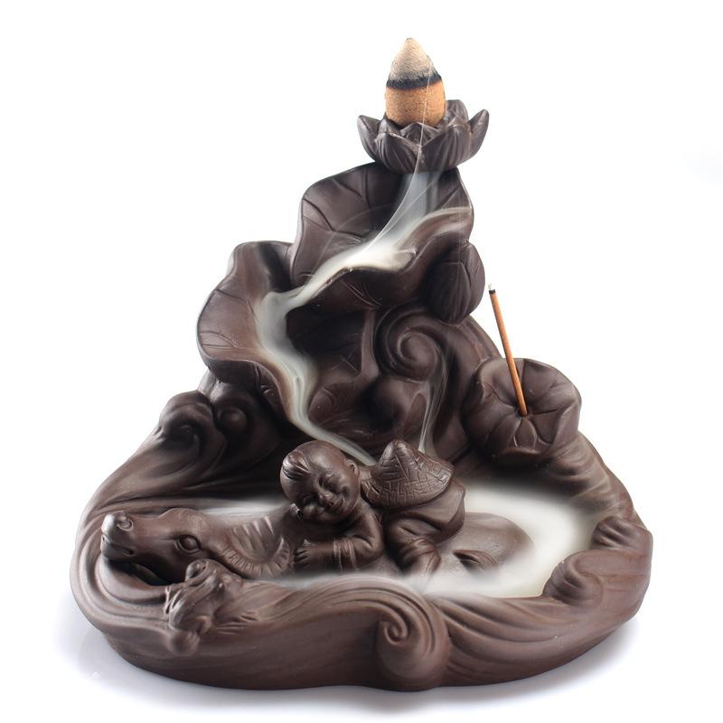 1Pc, Creative Cowboy Lotus Pond Backflow Incense Burner Incense Stick Holder (Without Incense)
