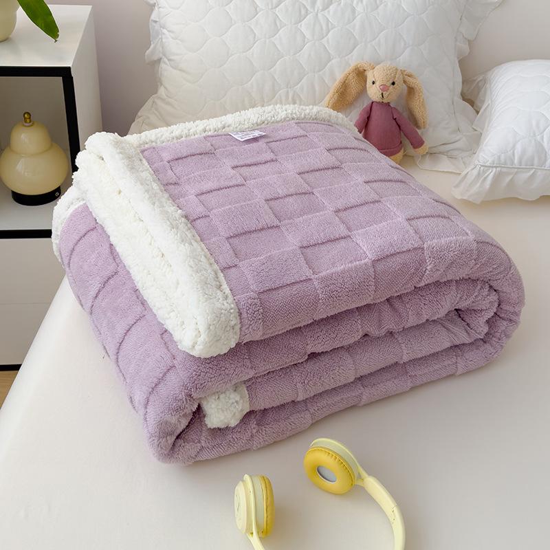 Flannel Waffle Air Conditioning Sofa Blanket - Coral Fleece Throw Gift