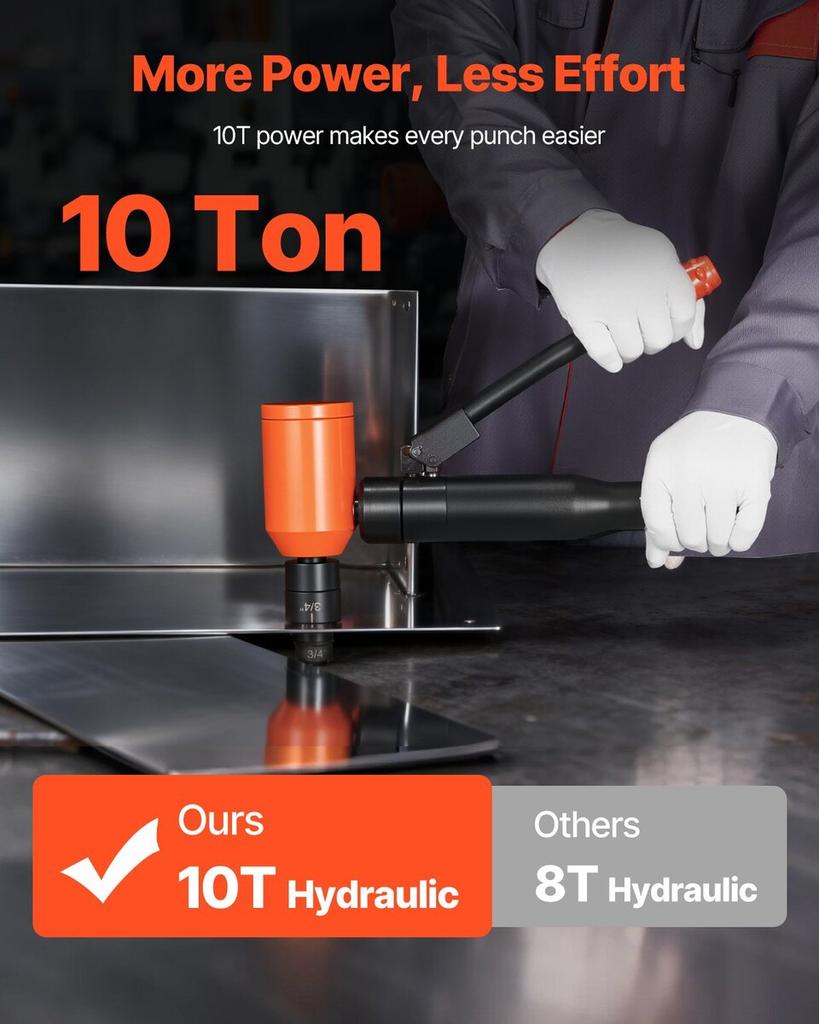 Knockout Punch Set, 98.07 kN Hydraulic Knockout Set, 12.7 To 50.8mm KO Tool Kit Hole Making Tool, KO Tools Kit W/6 Dies for Metal Electrical Cabinets,